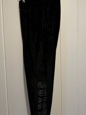 Juicy Couture Black Velour Joggers Y2K Lounge Pants Soft Cozy Size M